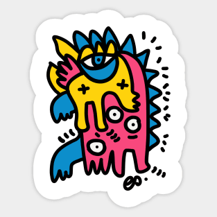 Graffiti Pink Blue Yellow Creature Sticker